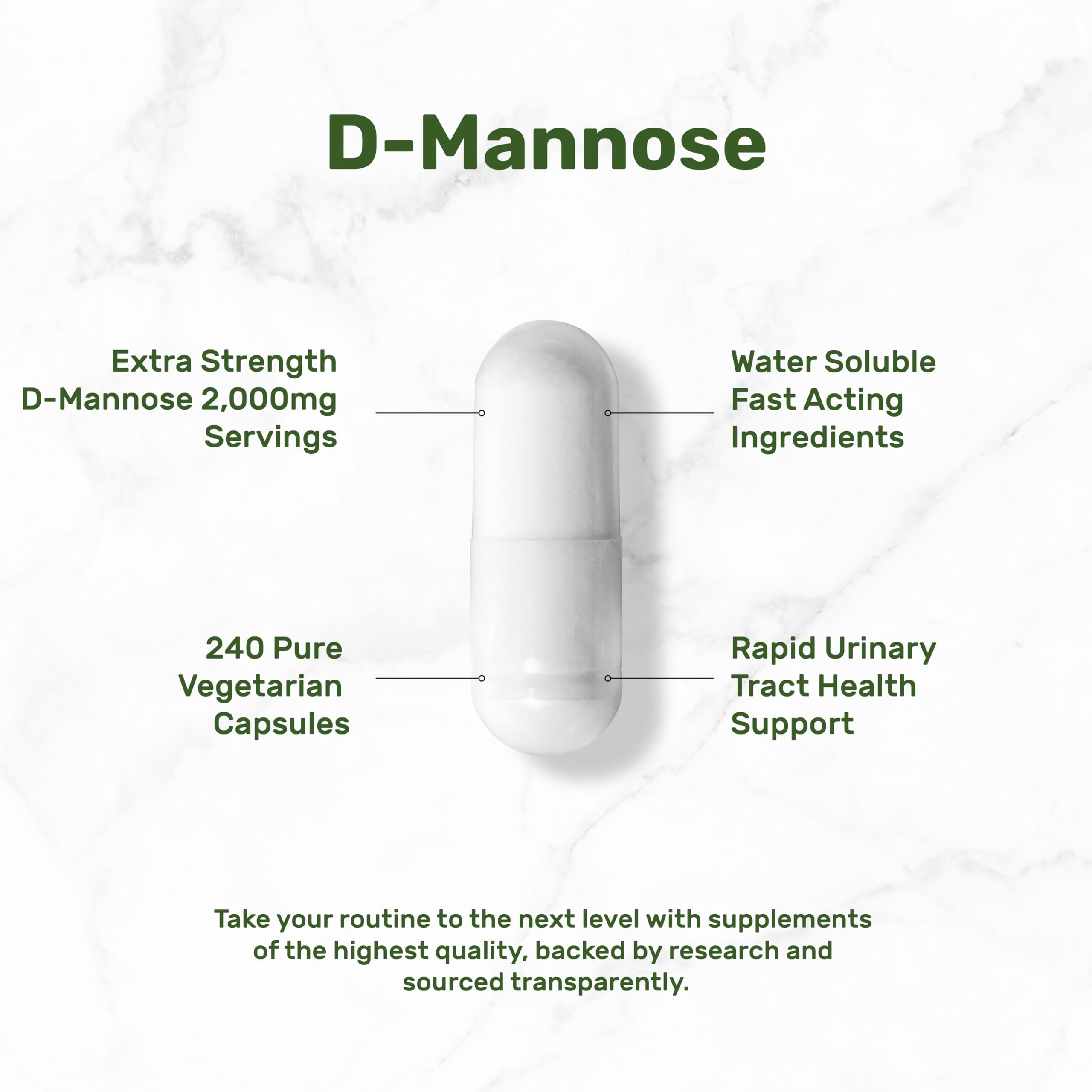 Bouteille DEAL SUPPLEMENT D‑Mannose, pratique pour le quotidien et le dosage recommandé.