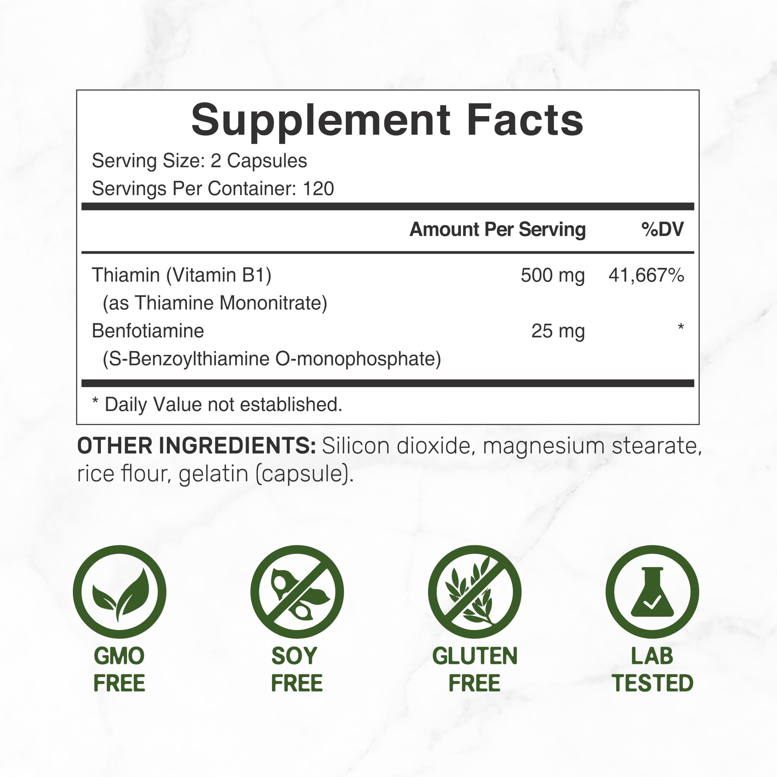Gélules Deal Supplement B1 Benfotiamine, forme pratique pour l'apport quotidien.