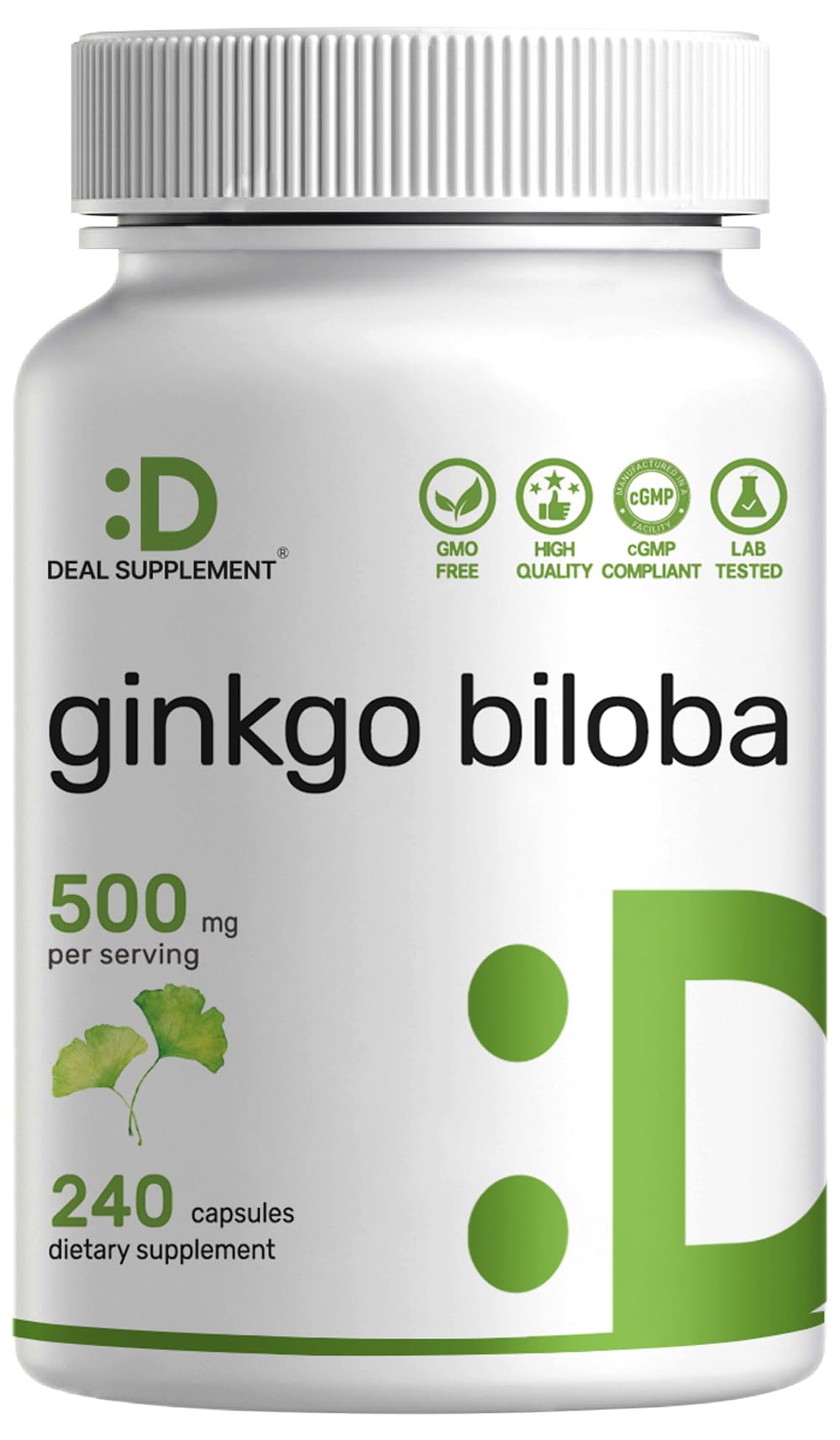 DEAL SUPPLEMENT Ginkgo Biloba – boîte contenant des capsules de 500 mg pour une routine mentale potentielle.
