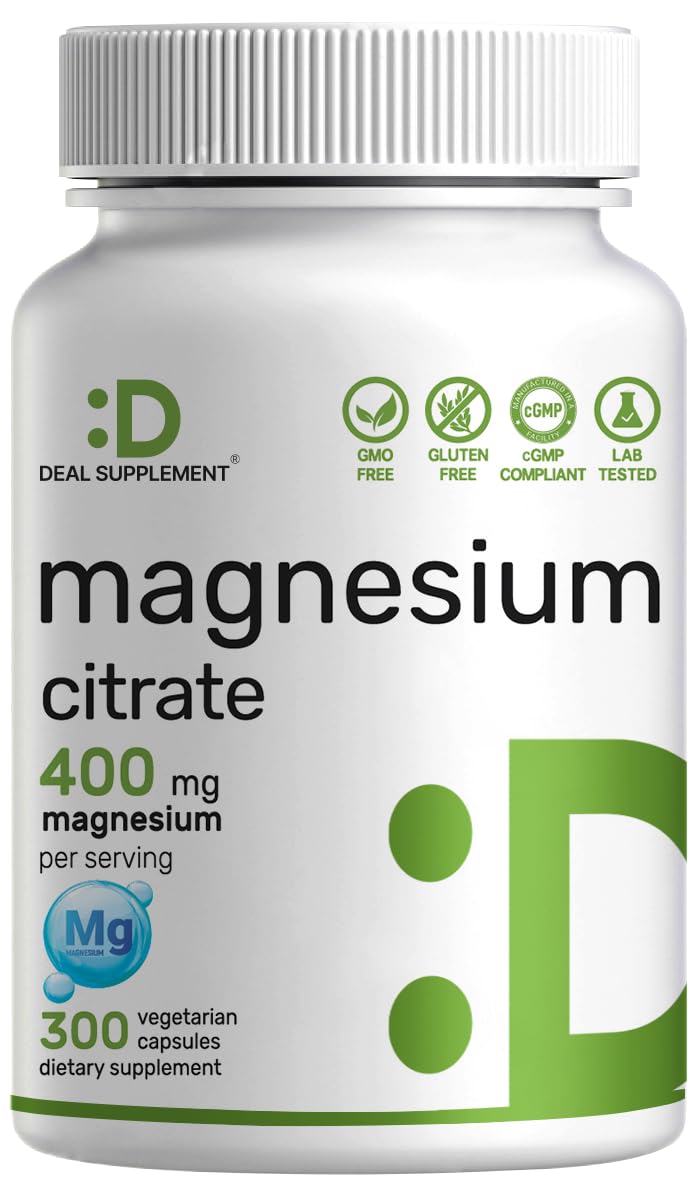 DEAL SUPPLEMENT Magnésium Citrate, bouteille, facilité d'utilisation quotidienne et bien-être.