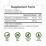Capsules DEAL SUPPLEMENT magnésium citrate 500 mg avec absorption rapide pour énergie durable