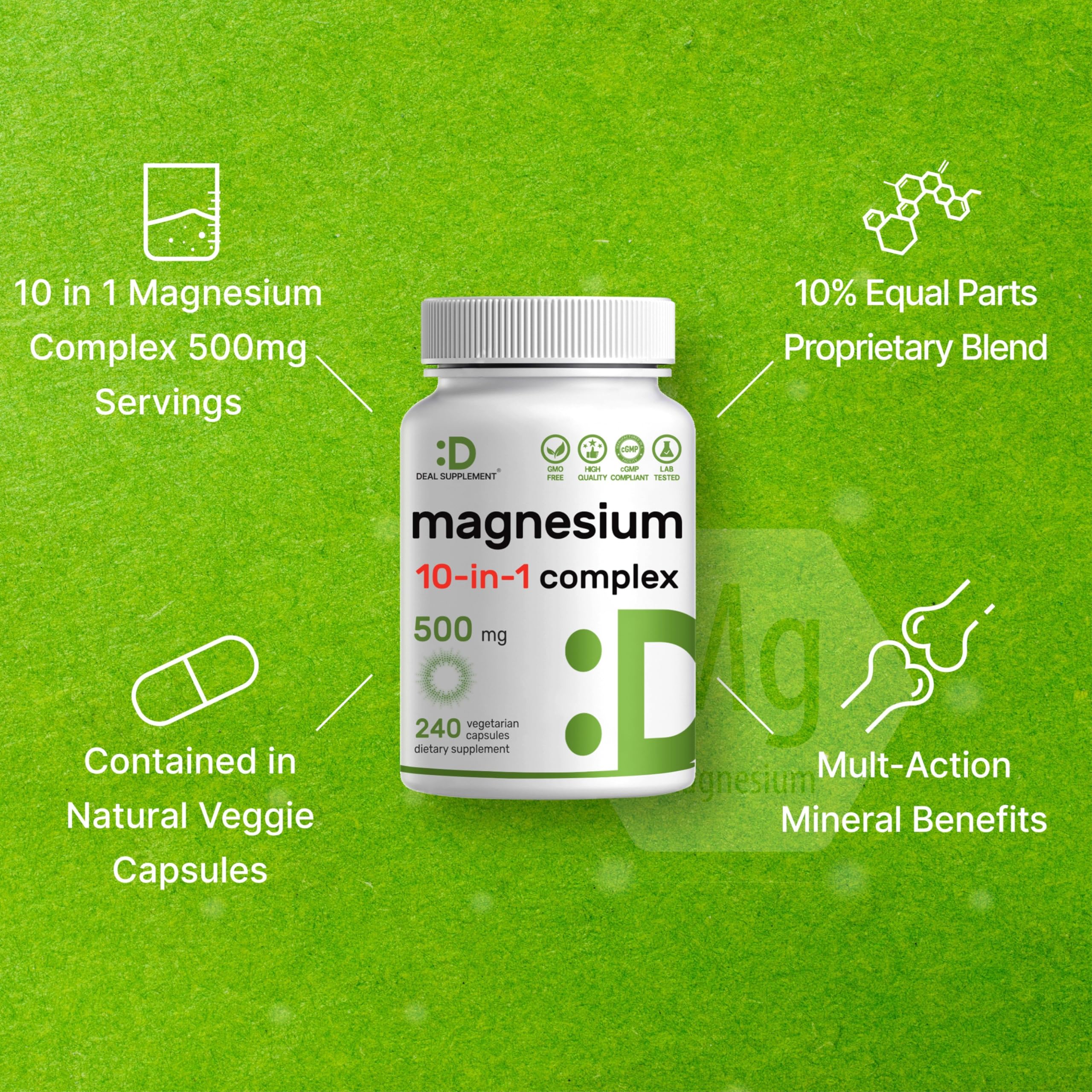 DEAL SUPPLEMENT Magnesium Complex — liste des 10 formes — profil minéral varié.