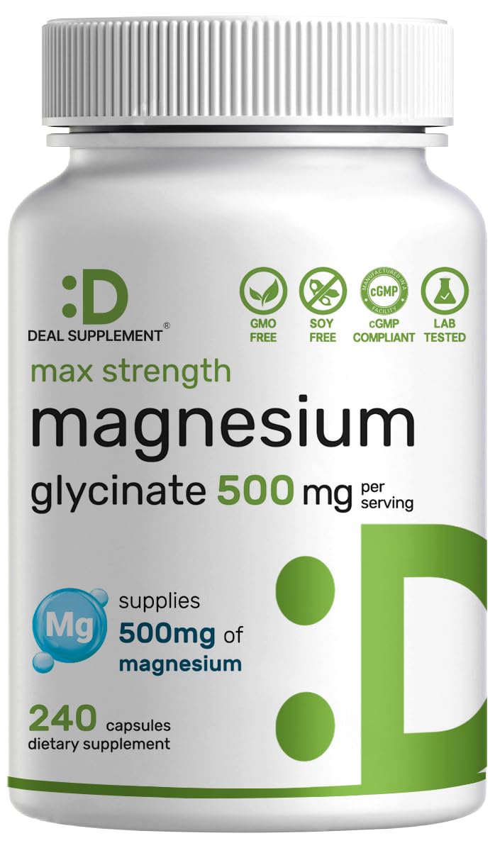 Deal Supplement Magnésium Glycinate – bouteille pleine, soutien potentiel au bien-être musculaire.