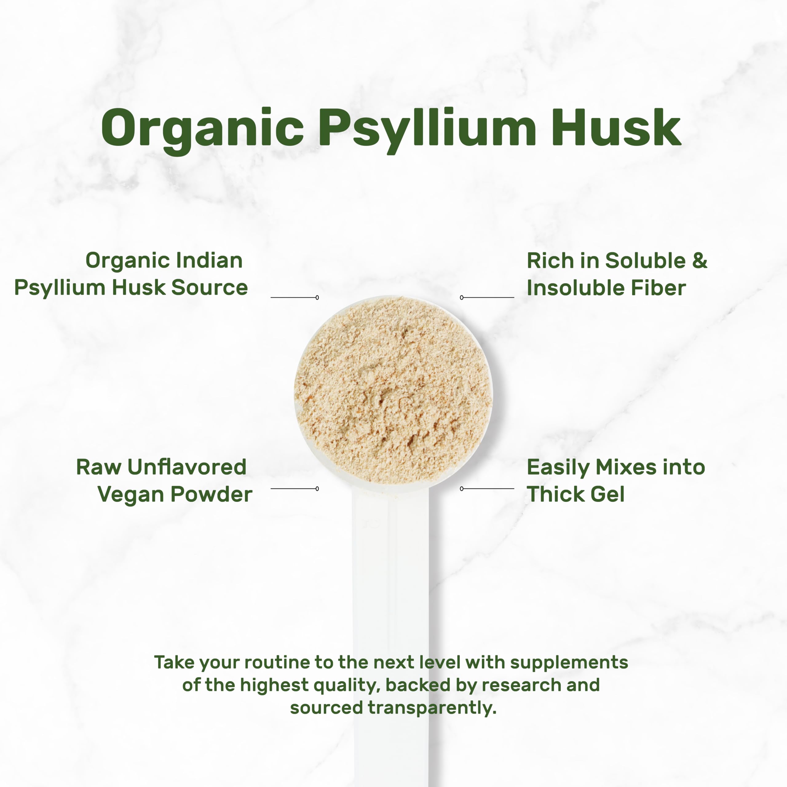 DEAL SUPPLEMENT poudre de psyllium bio mélangée dans eau ou smoothie pour épaissir naturellement.