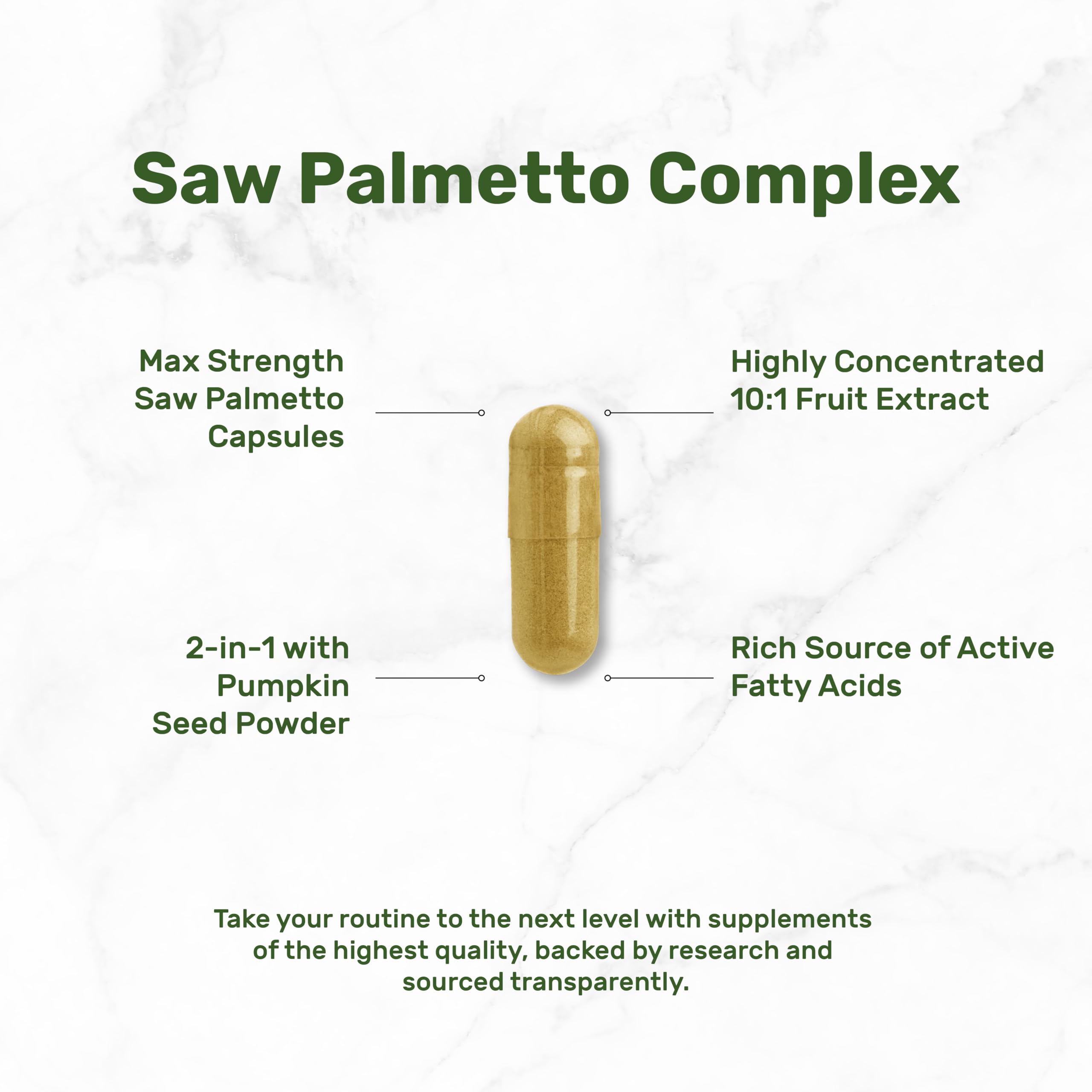 Gros plan sur capsules Saw Palmetto DEAL SUPPLEMENT