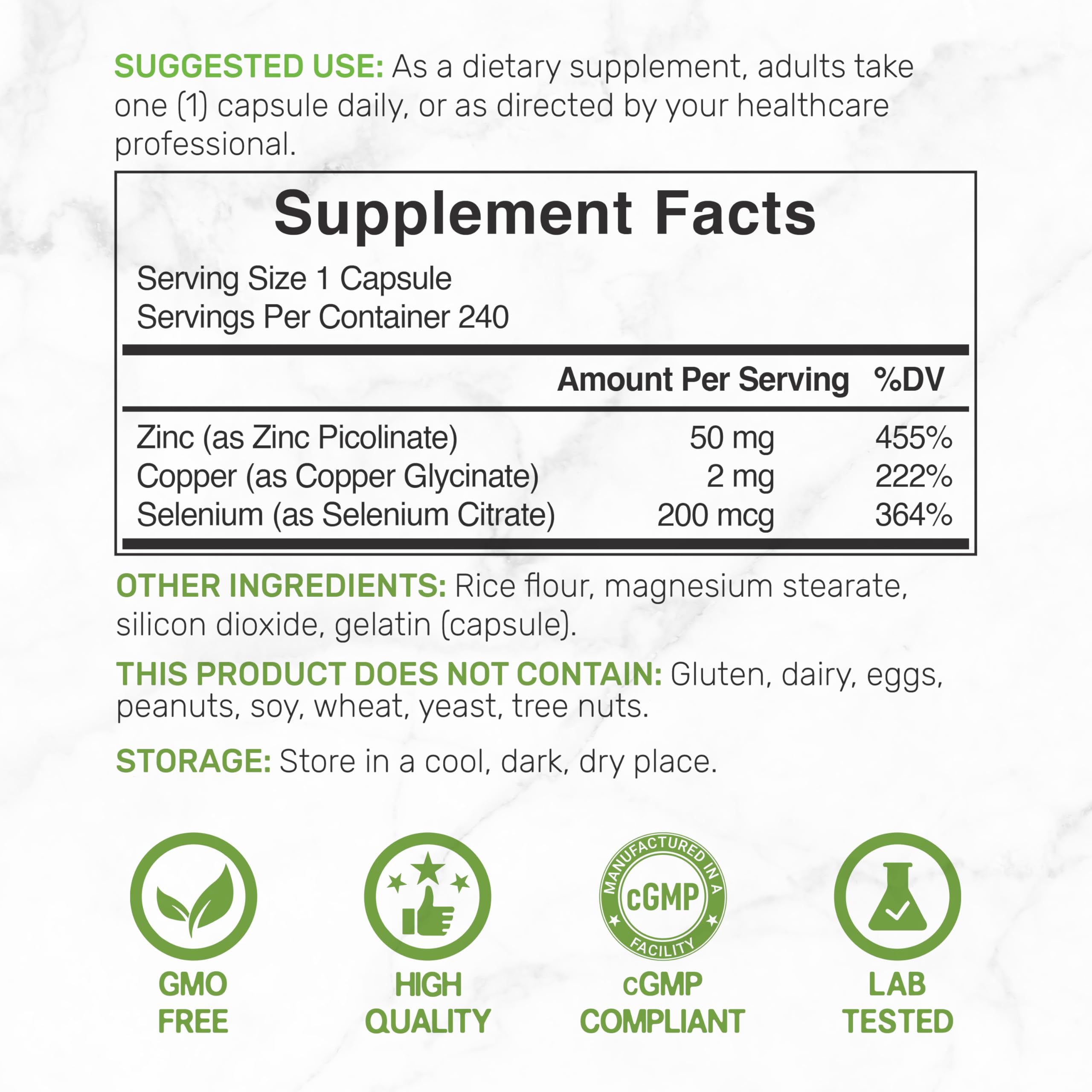 Deal Zinc 50 mg — Capsules visibles dans le flacon, faciles à intégrer à la routine.