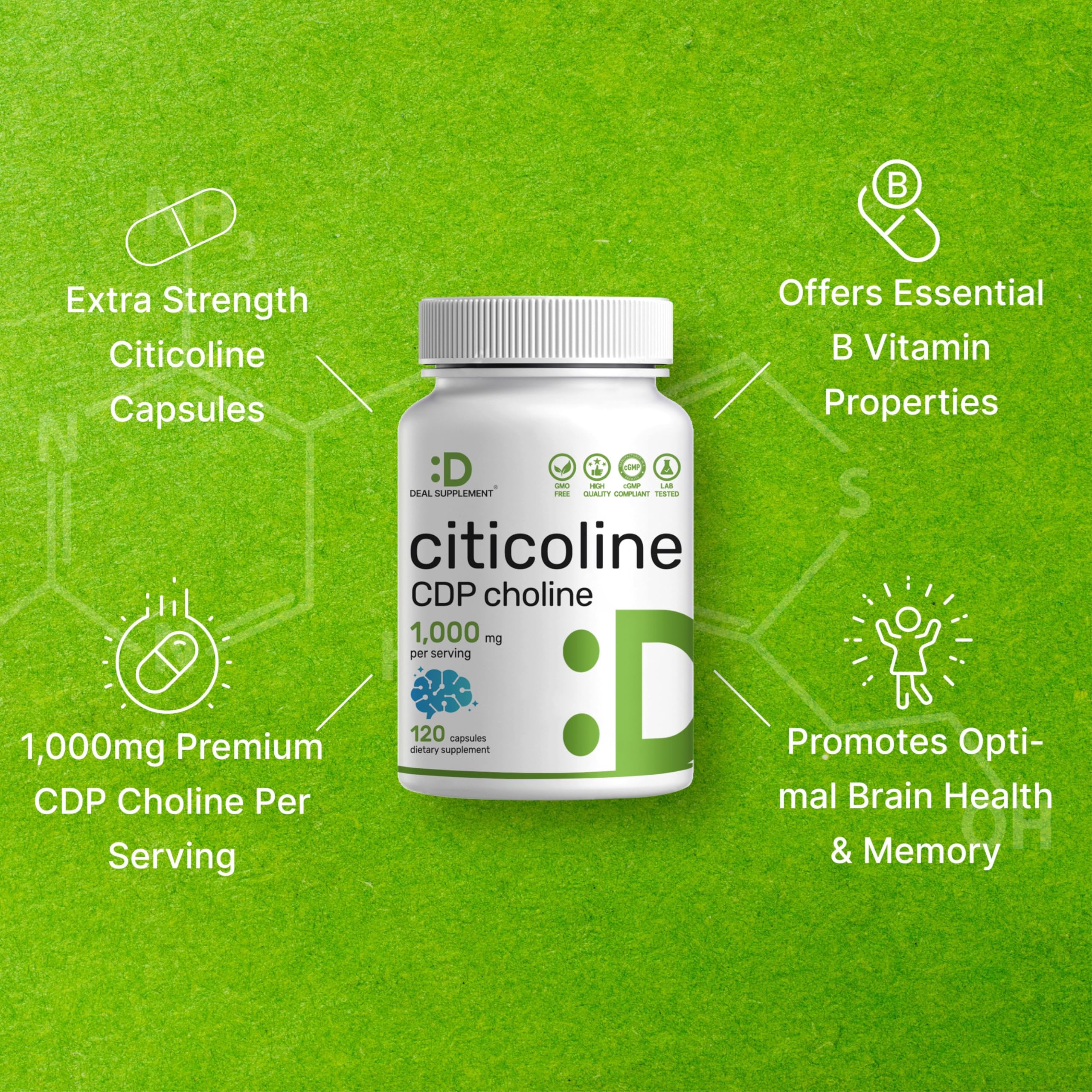 DEAL SUPPLEMENT Citicoline CDP Choline – capsule hydrosoluble, absorption rapide.