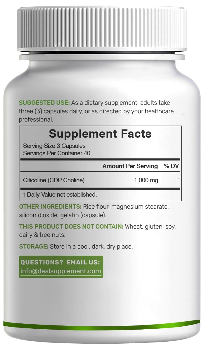 DEAL SUPPLEMENT Citicoline CDP Choline – emballage pratique, soutien cerveau et mémoire.