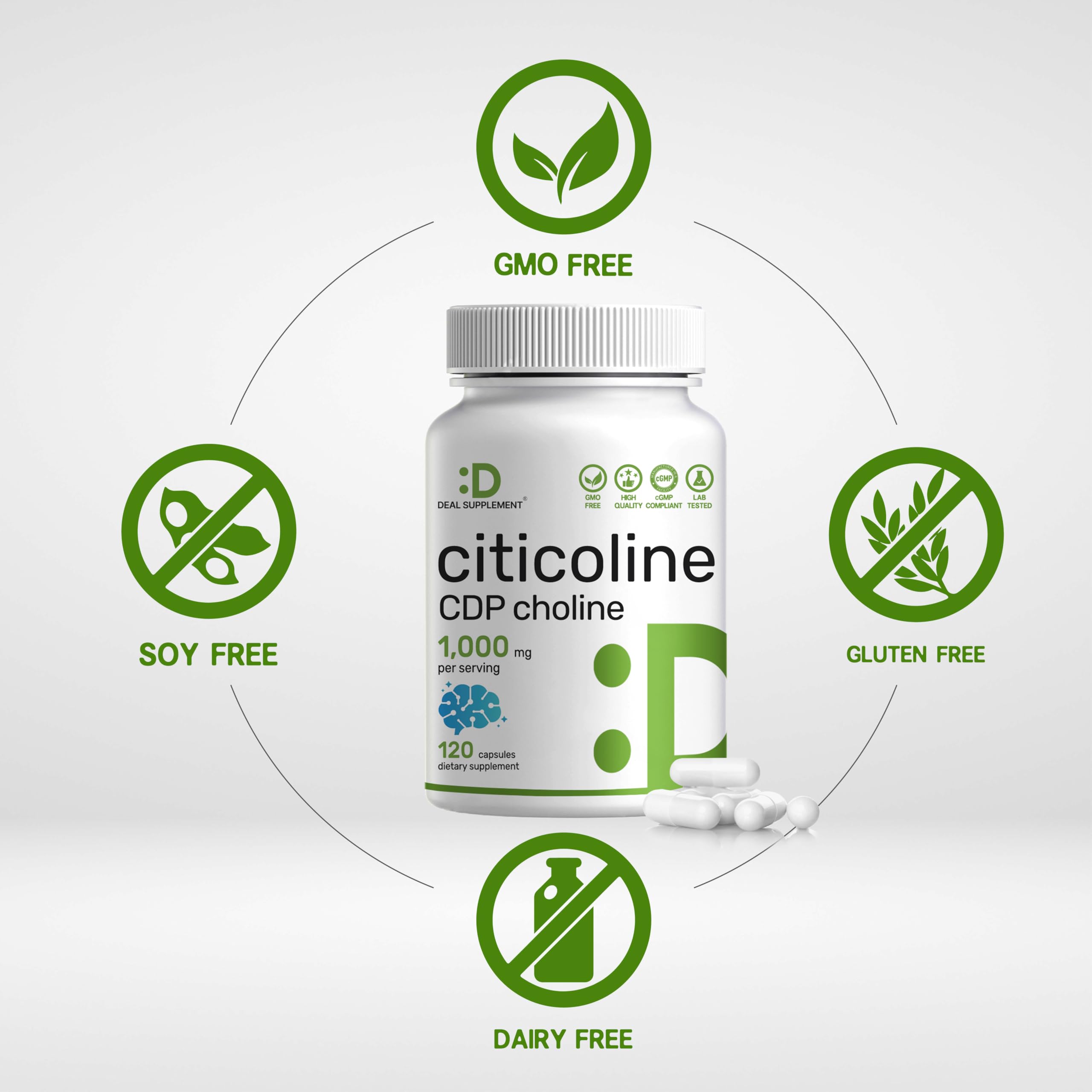 DEAL SUPPLEMENT Citicoline CDP Choline – prise, dose quotidienne 1 000 mg.