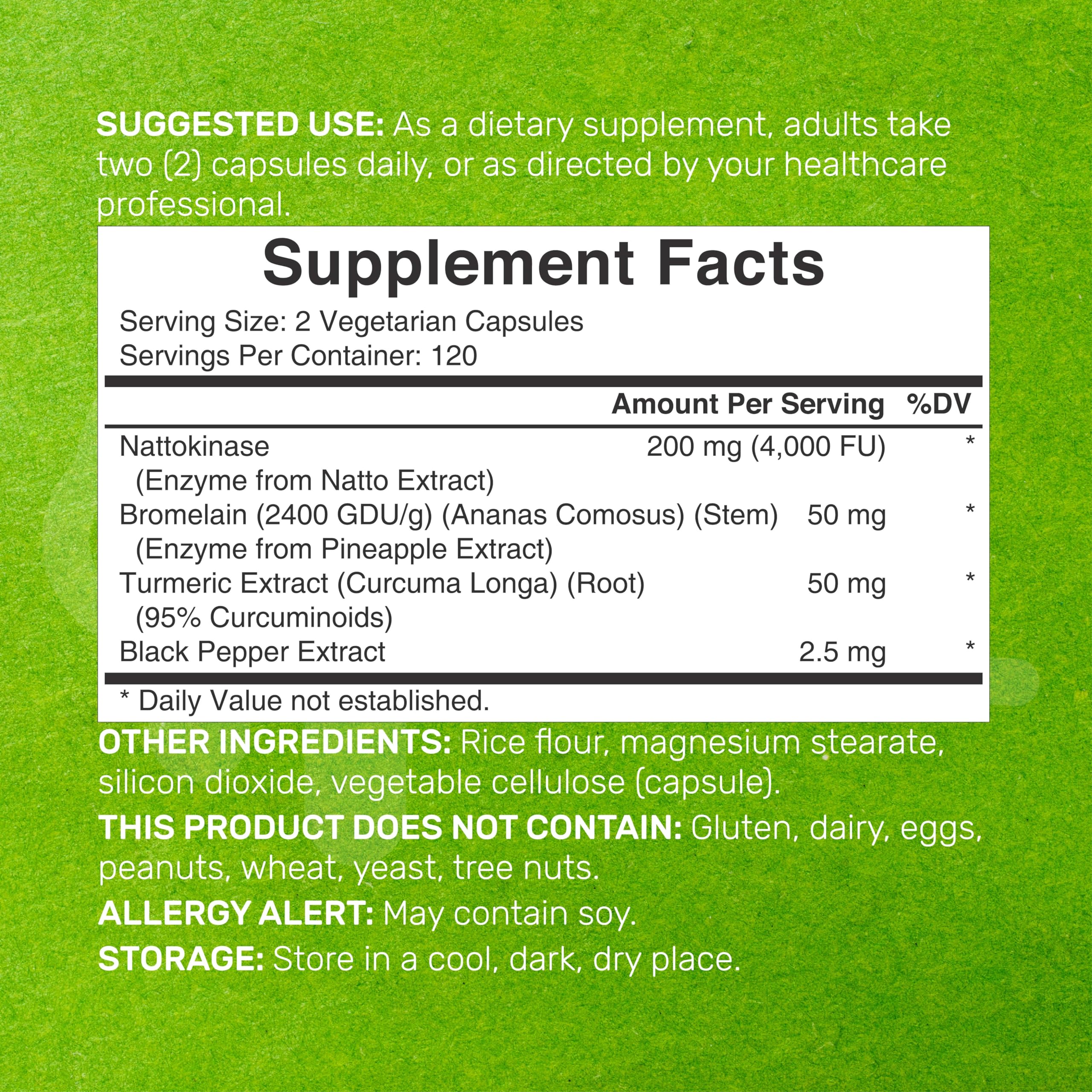 DEAL SUPPLEMENT Nattokinase capsules végétales: utilisation quotidienne facile.