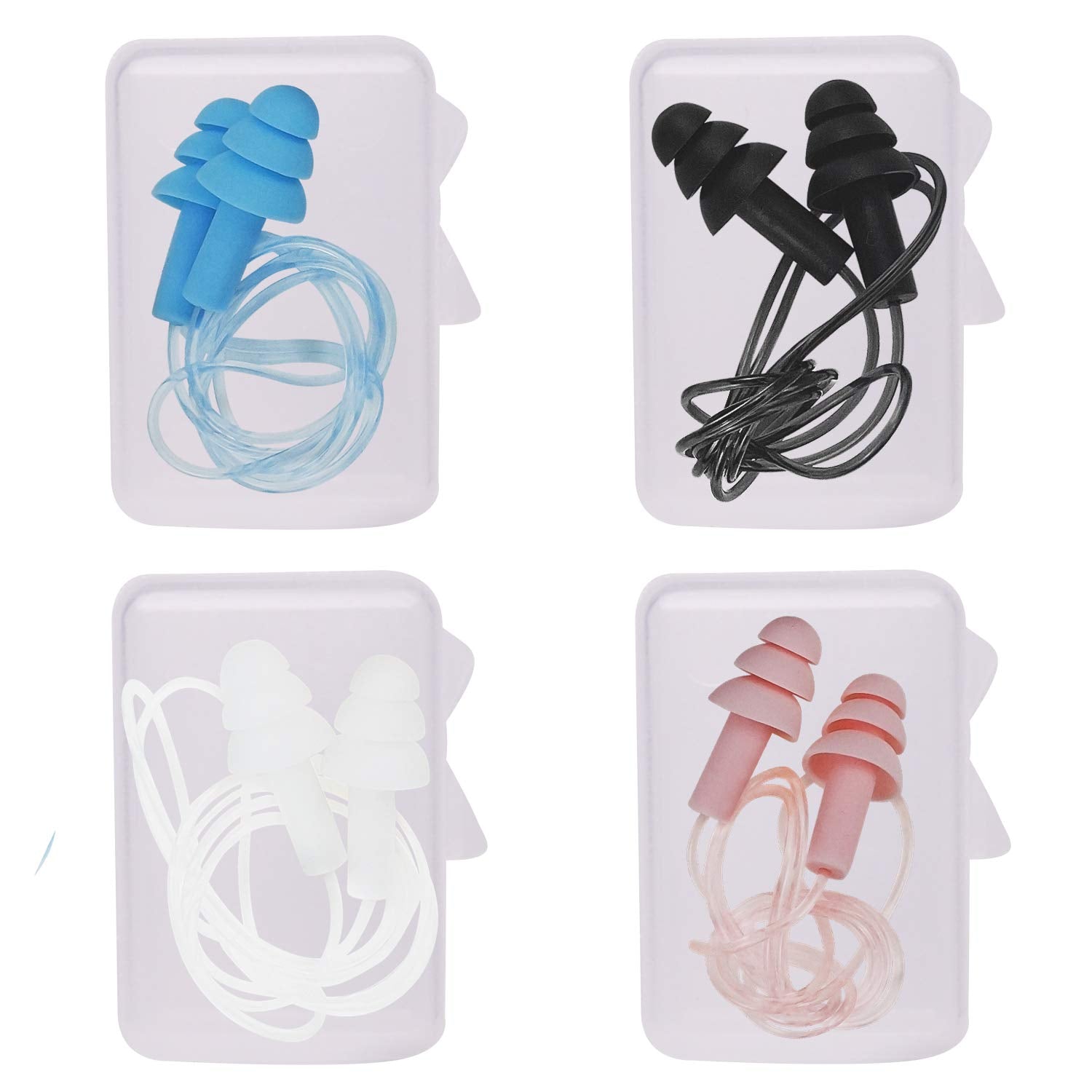 Dealswin bouchons oreilles avec cordons et 4 paires, réduction bruit pratique en voyage.