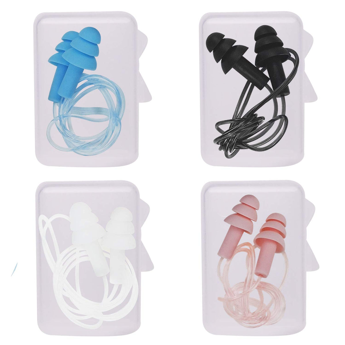 Dealswin bouchons oreilles avec cordons et 4 paires, réduction bruit pratique en voyage.