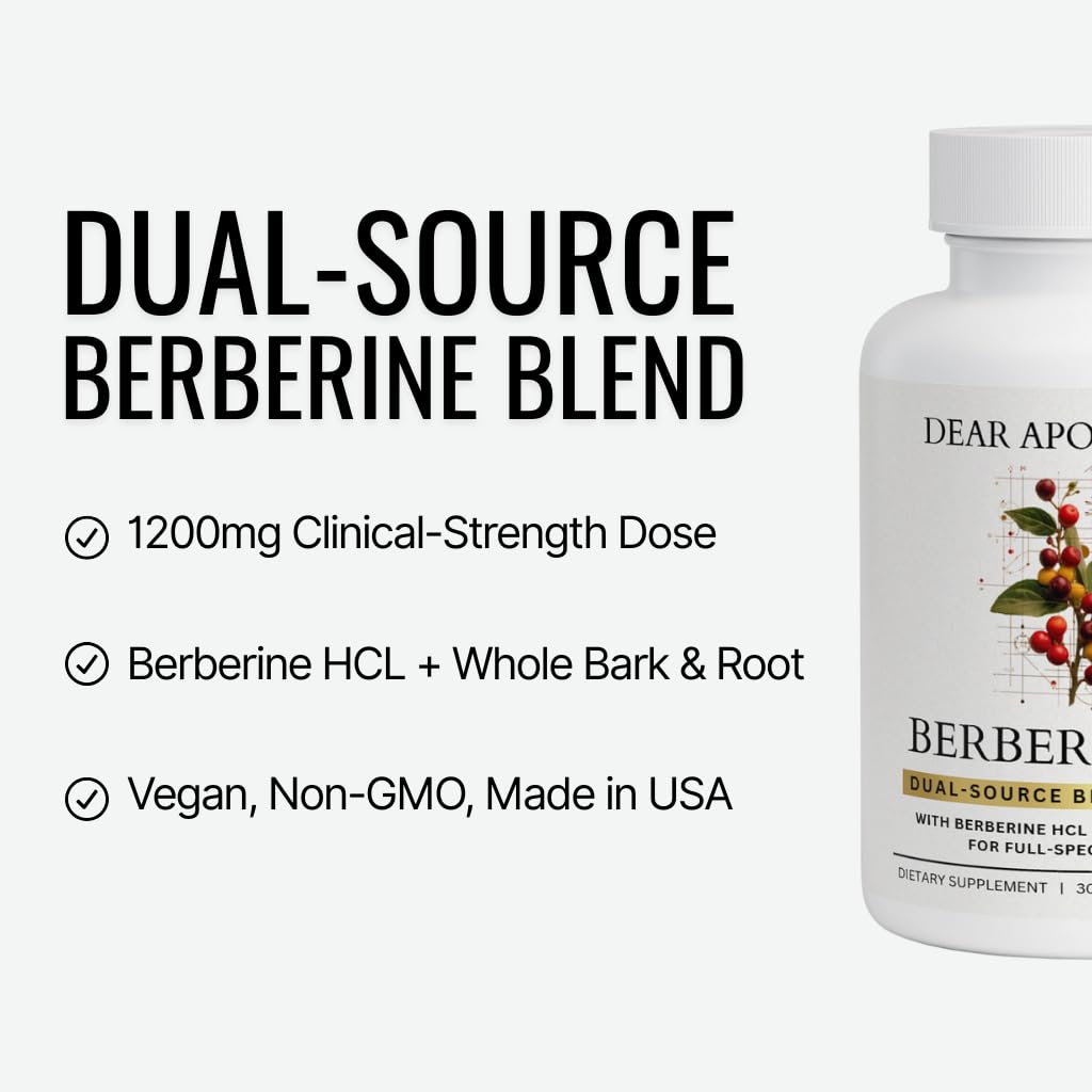 Dear Apothecary Berberine HCl 1200 mg – extrait d’écorce et racine, source botanique riche