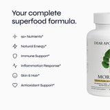 Boîte Dear Apothecary Moringa, emballage soigné et pratique pour le supplément quotidien.