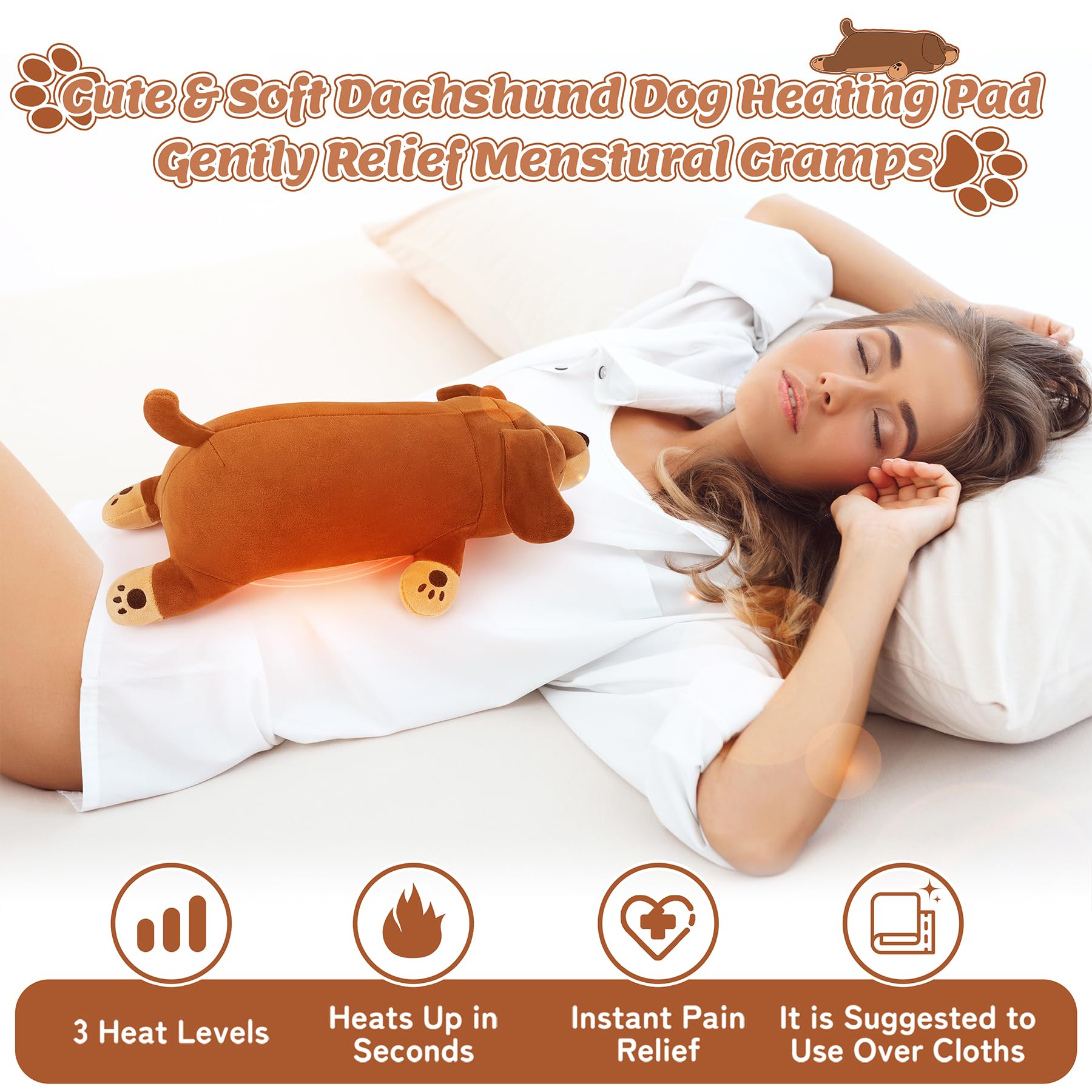 Peluche chauffante Début Propice avec alimentation par port USB, pratique en déplacement.