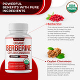 Étiquette USDA Organic sur DECENT NATURE Berberine-Cinnamon, pureté garantie.