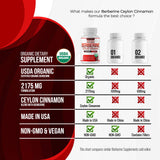 Étiquette végan et sans OGM sur DECENT NATURE Berberine-Cinnamon.
