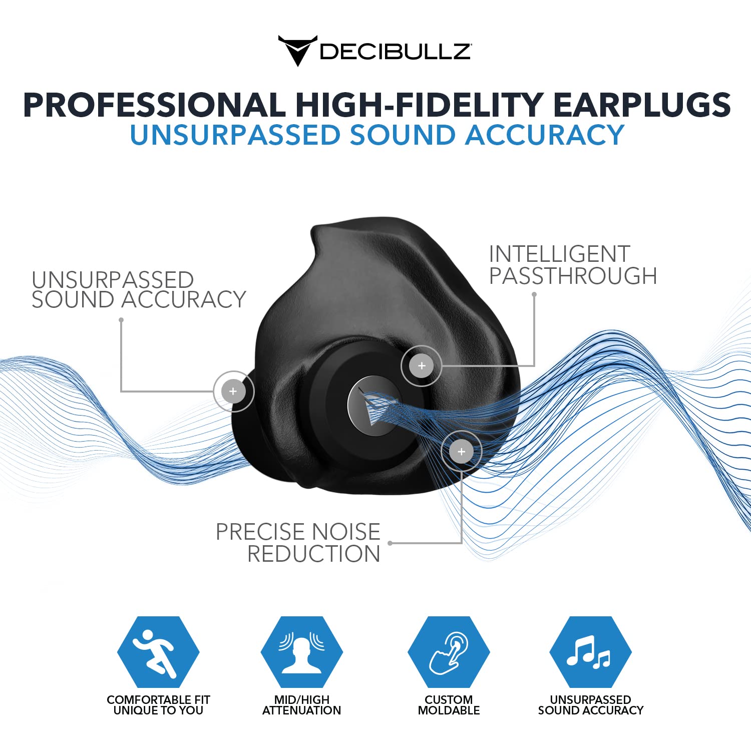 Étui Decibullz pratique pour transporter vos bouchons en toute sécurité.