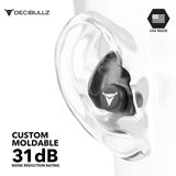 Étui portable Decibullz inclus, pratique pour le transport et le rangement.