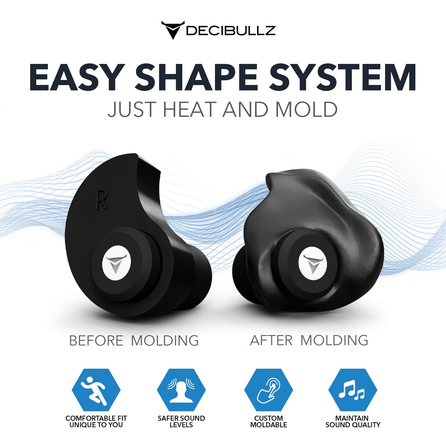 Decibullz moulage rapide offrant un ajustement sûr et réutilisable.