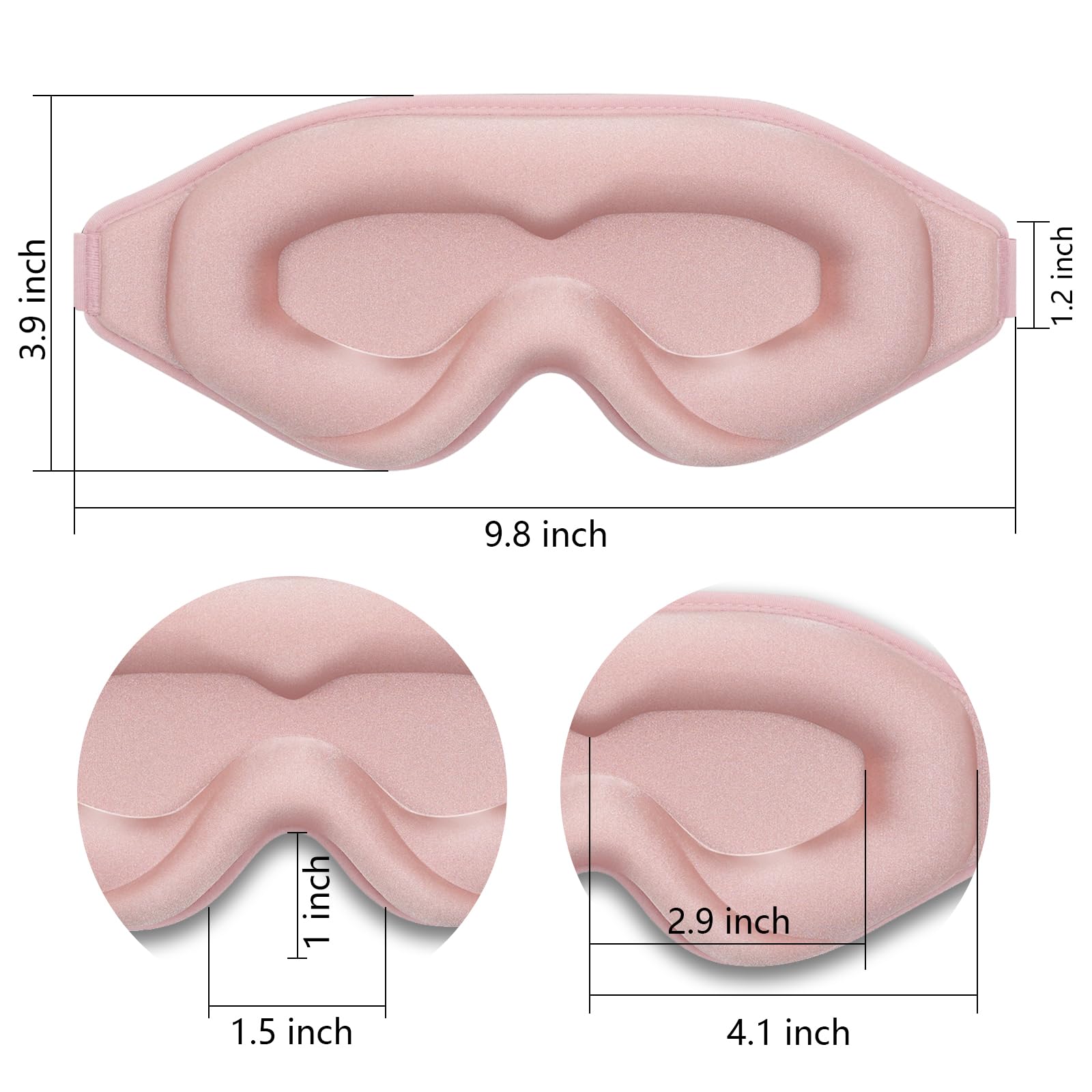 Dec.Metu masque sommeil rose élégant pour voyager ou dormir