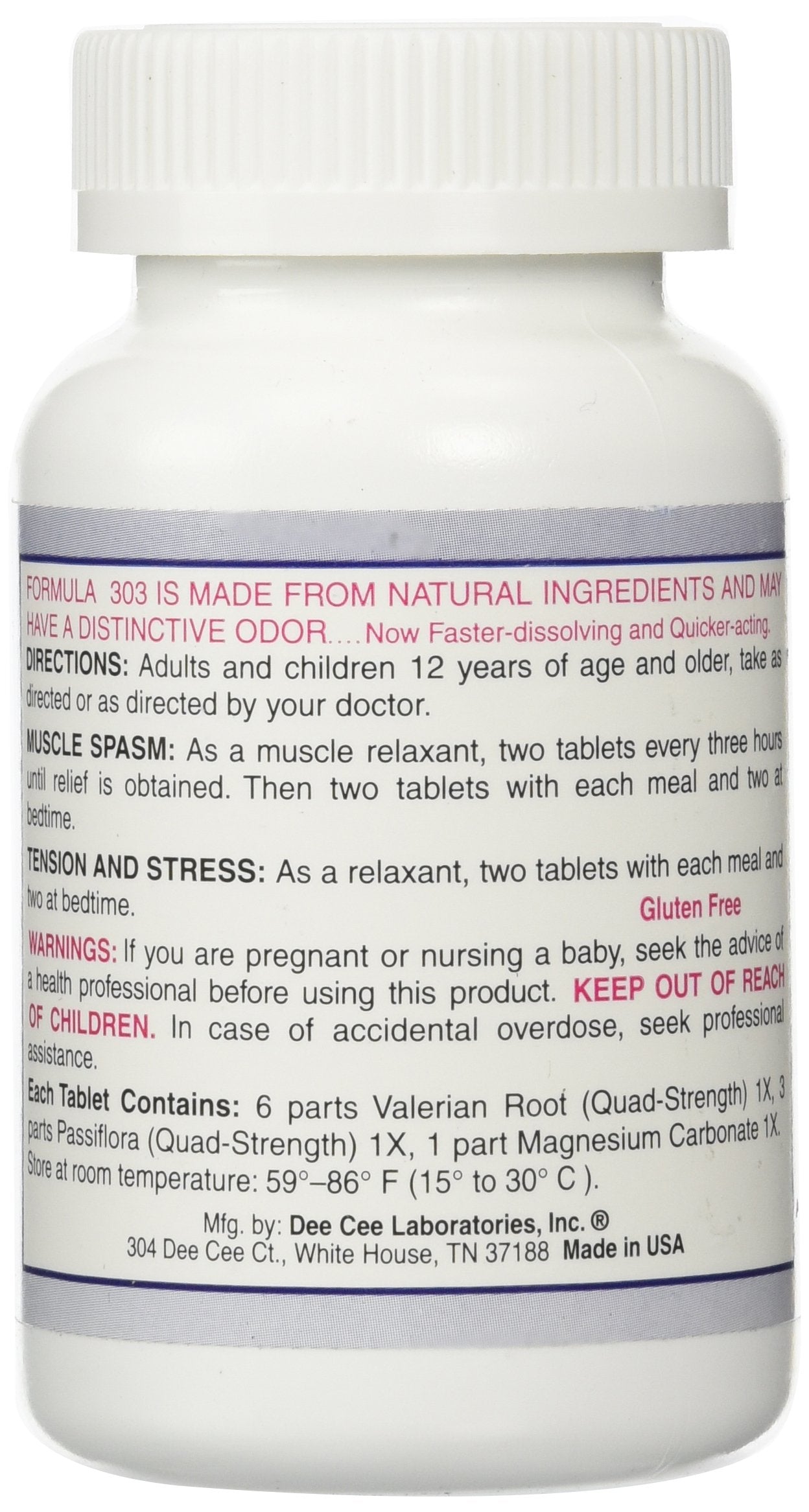 Gros plan sur les ingrédients clés de Dee Cee Labs Formula 303, favorisant le confort musculaire potentiel.