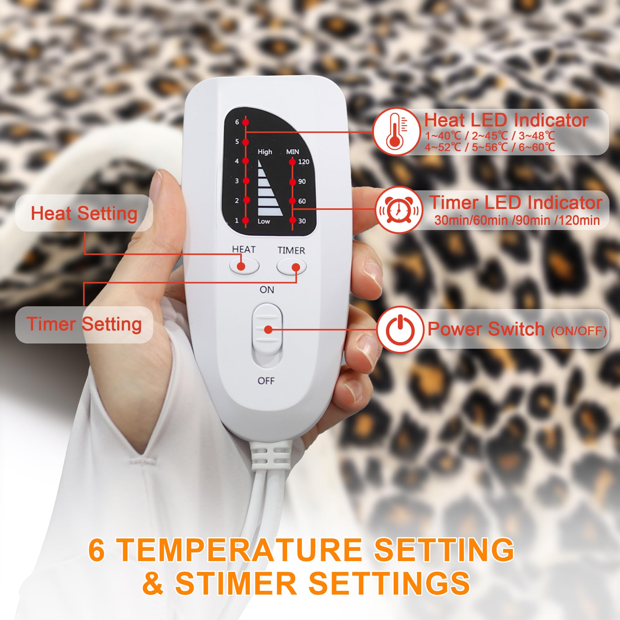 Deepsoon tapis chauffant imprimé leopard, style cosy et chaleur agréable.