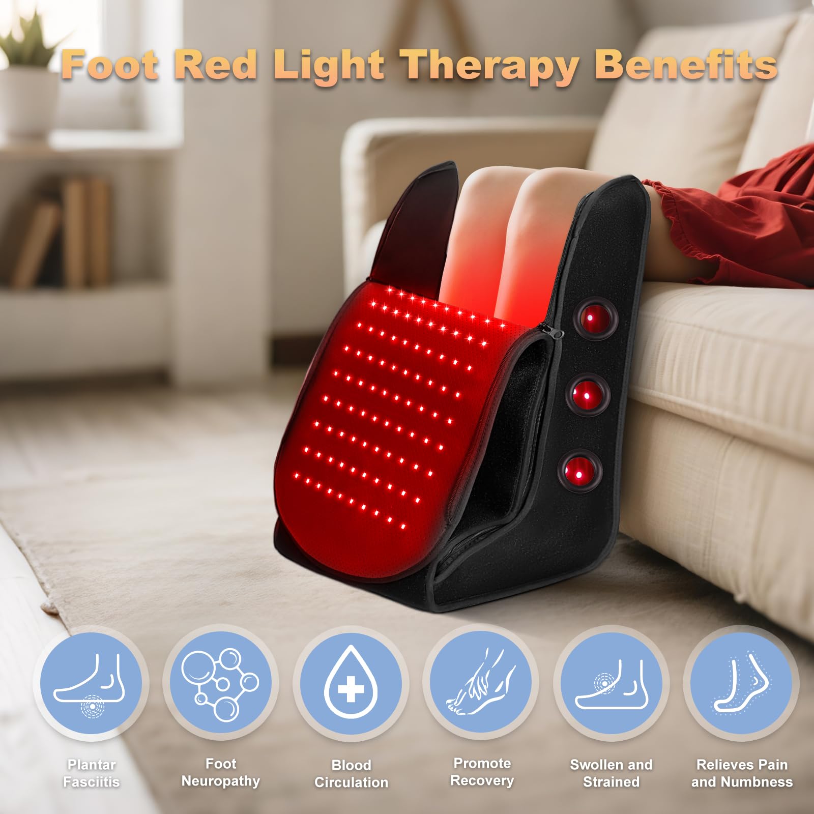 Deerbaba thérapie lumière rouge pour jambes, confort recherché lors de longues journées.