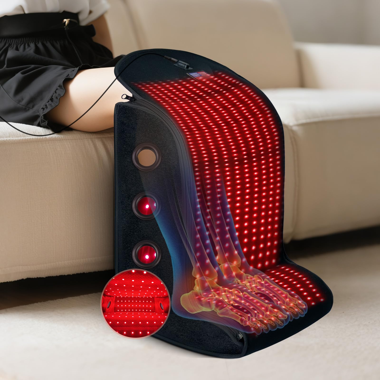 Deerbaba thérapie lumière rouge pour pieds, réconfort après effort.