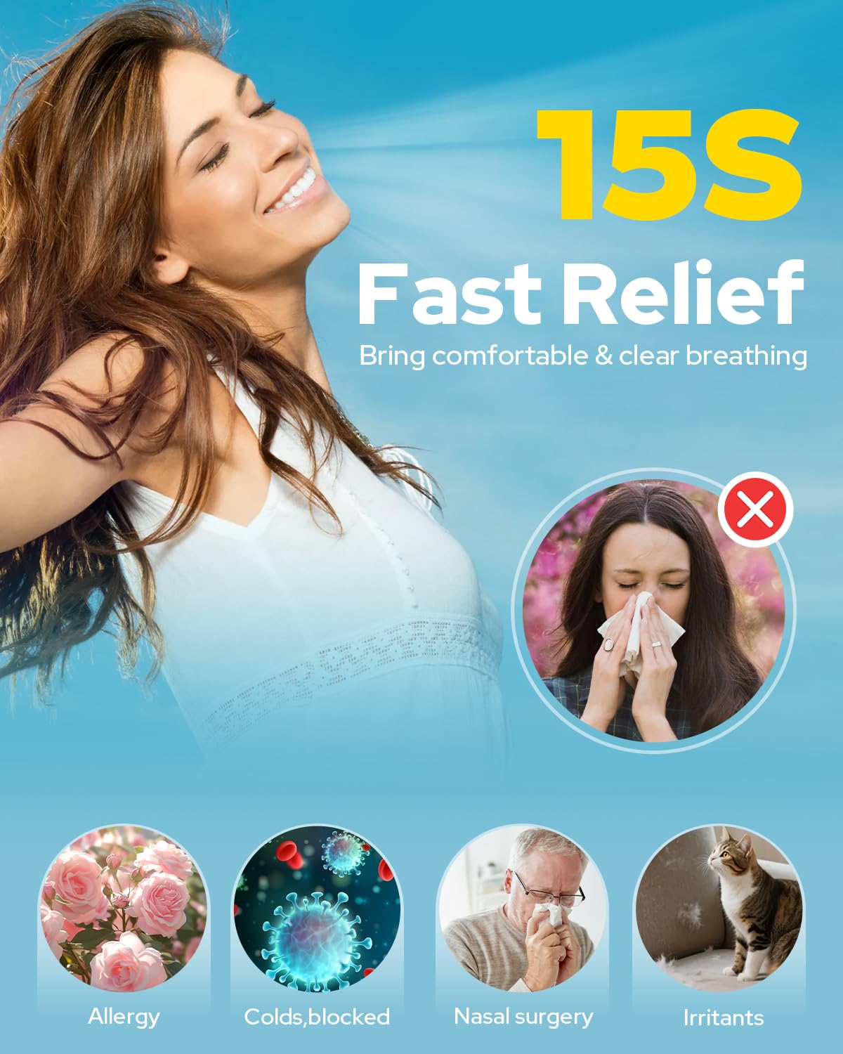 DEJUNPIOOL pot-neti relief sinus rapide en 15secondes, utilisation simple.