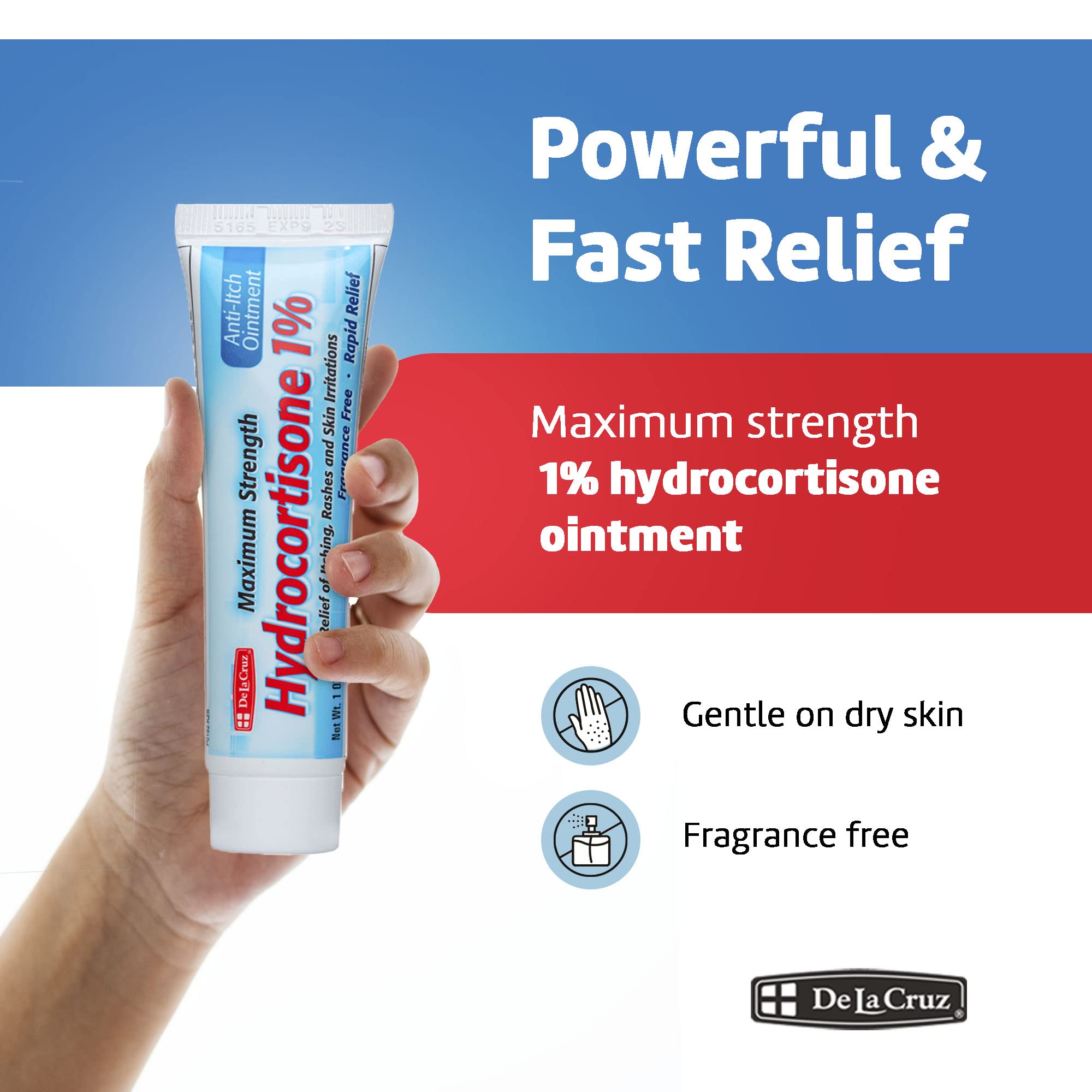 Pommade hydrocortisone 1% De La Cruz application ciblée pour irritation cutanée