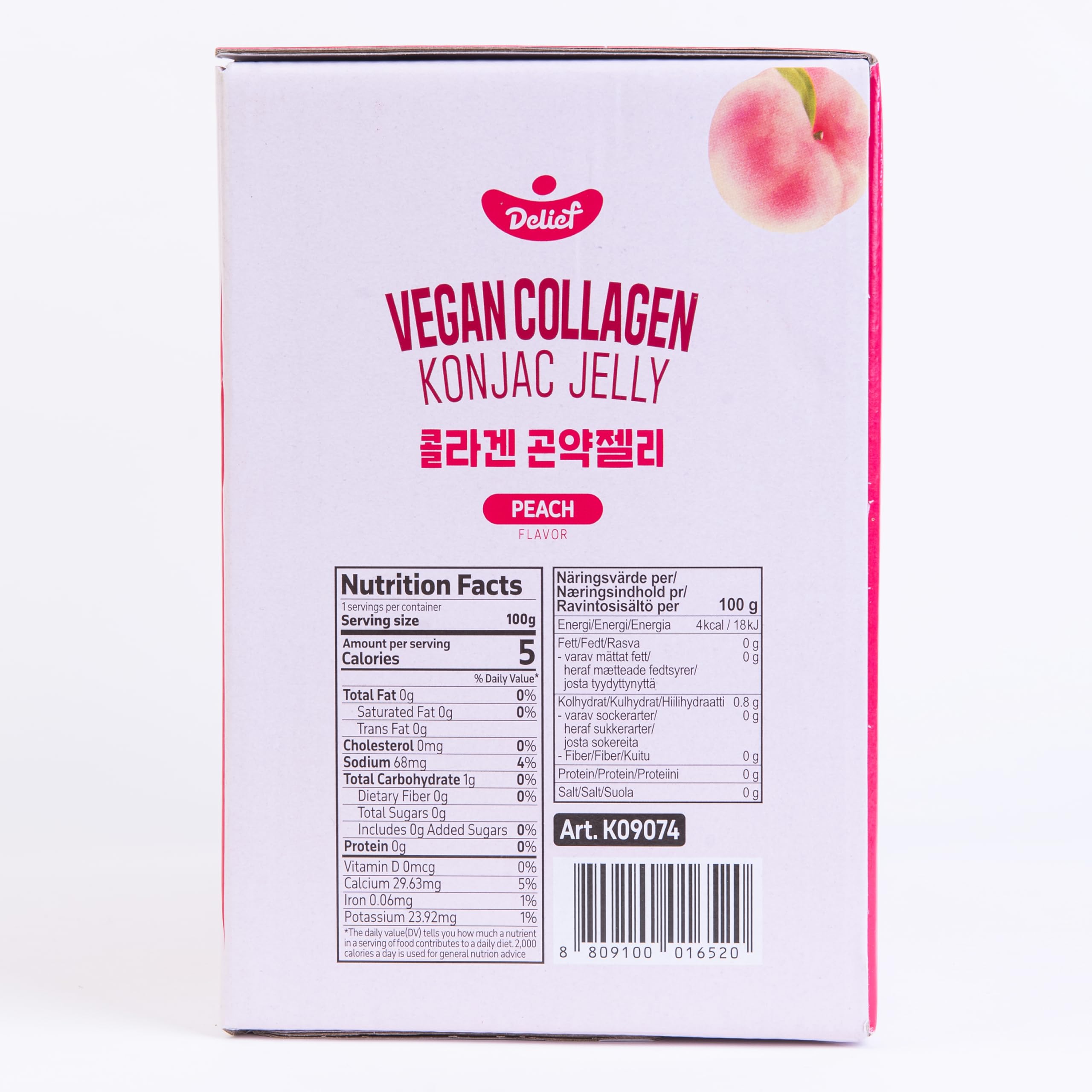 Delief Konjac Jelly Pêche — emballage de 10 paquets pratique en déplacement.