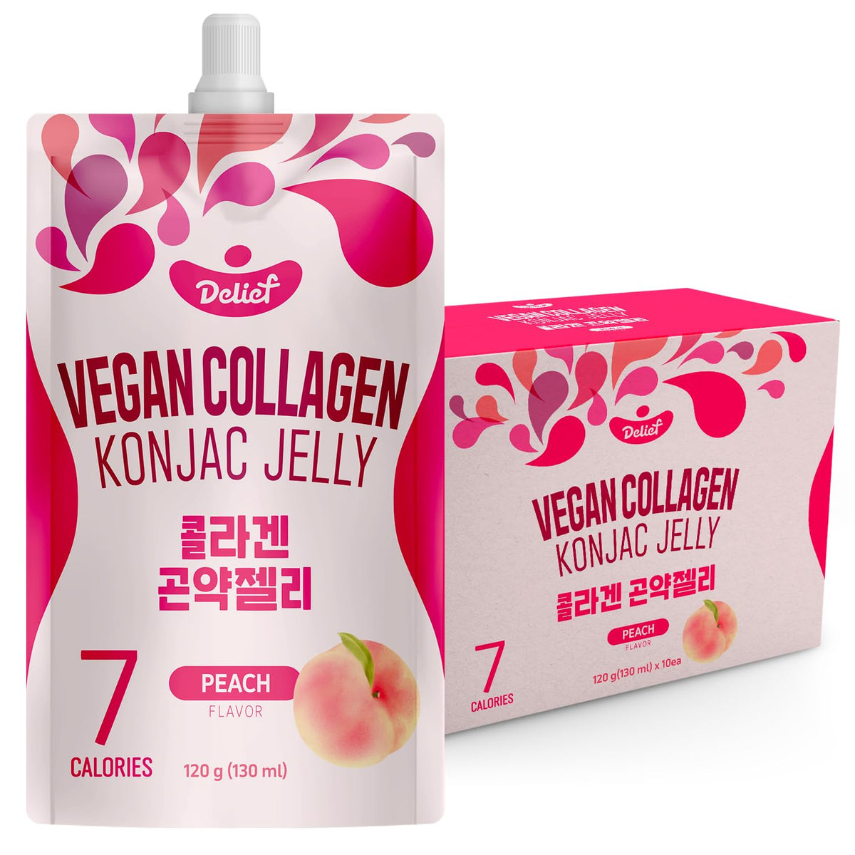 Delief Konjac Jelly Pêche — poche individuelle, collation légère et savoureuse.