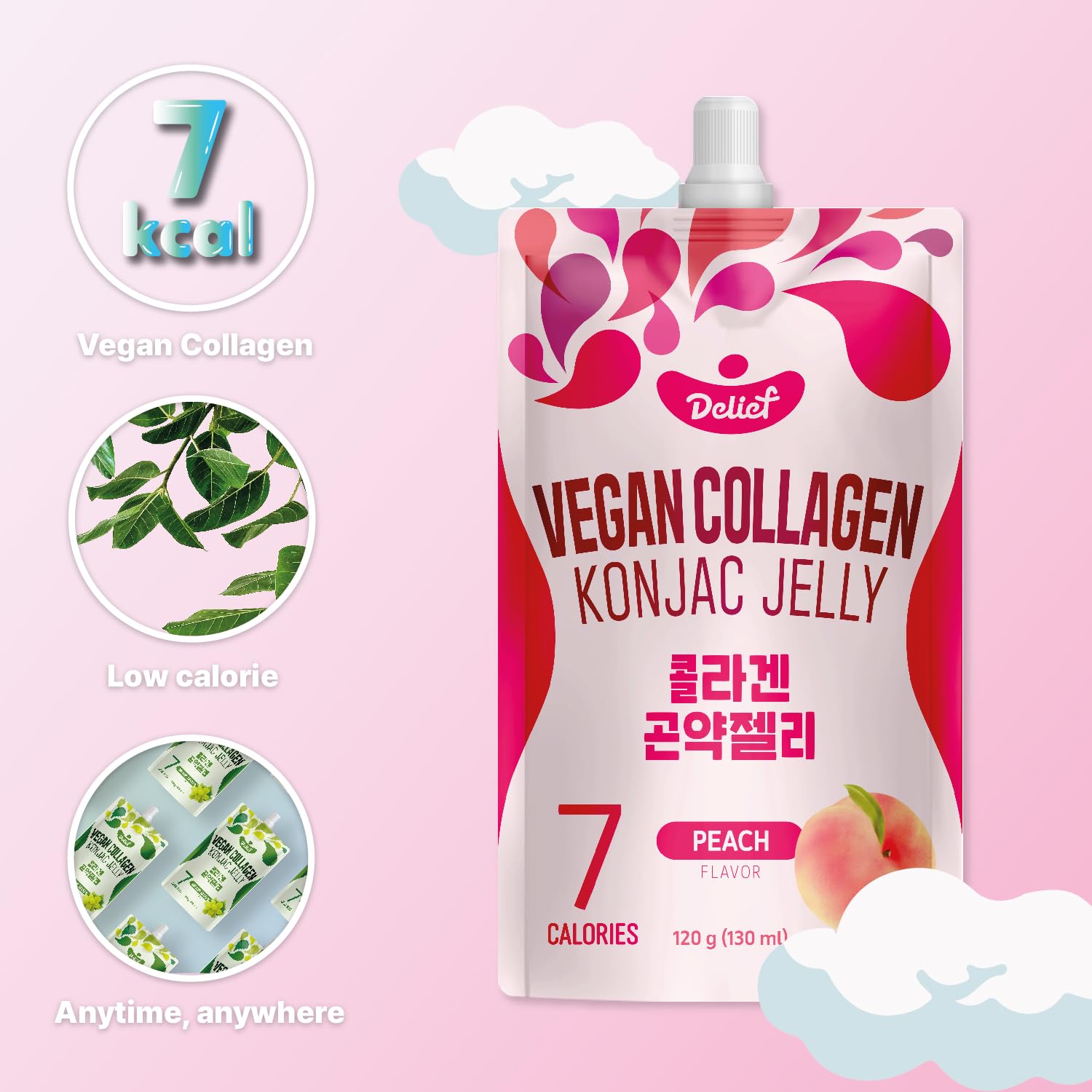 Delief Konjac Jelly Pêche — texture soyeuse et hydratante à chaque bouchée.