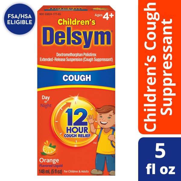 Delsym Orange – etiquette arôme orange pour un goût agréable.