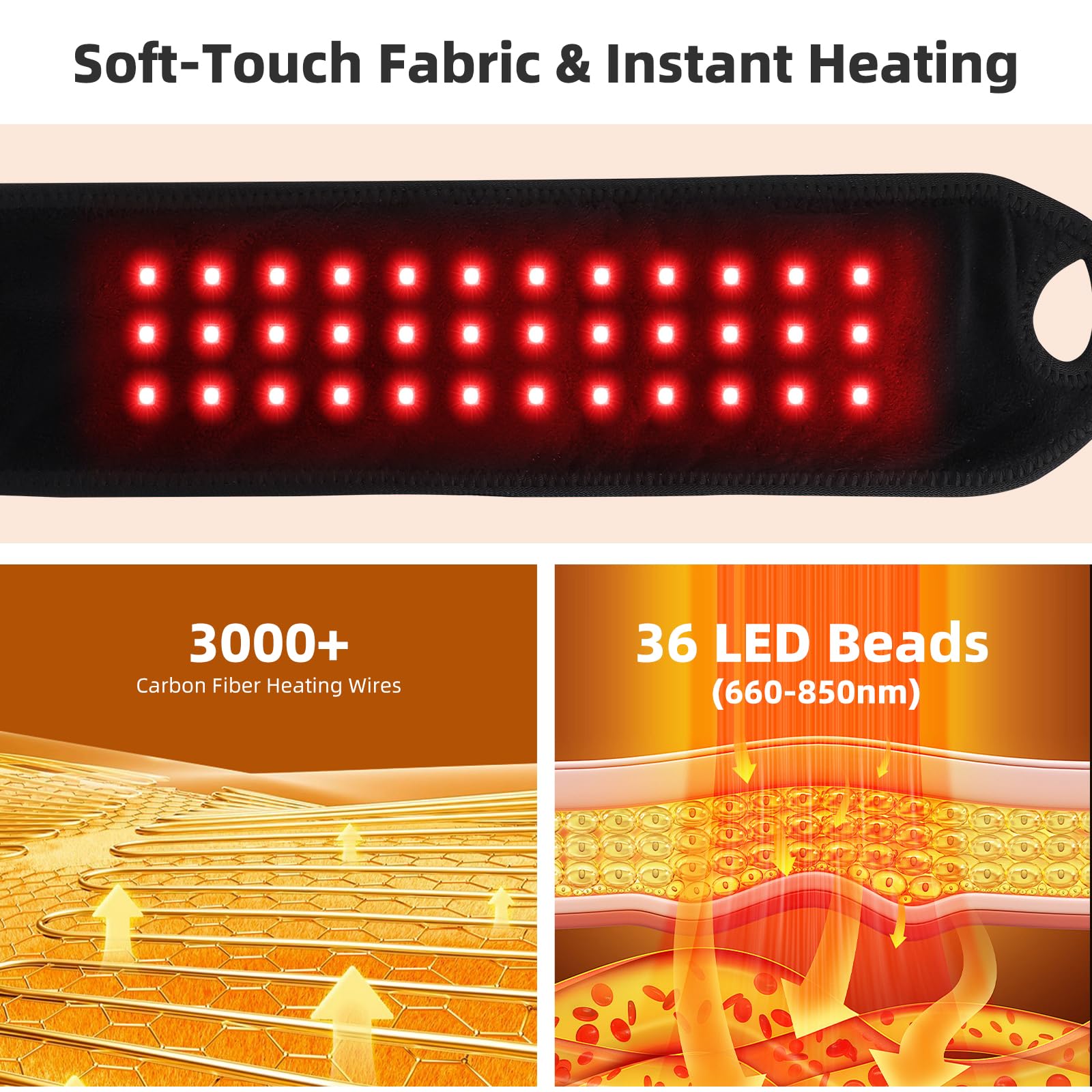 DeMoce pad chauffant sans fil poignet - lumière rouge intégrée, détente possible.