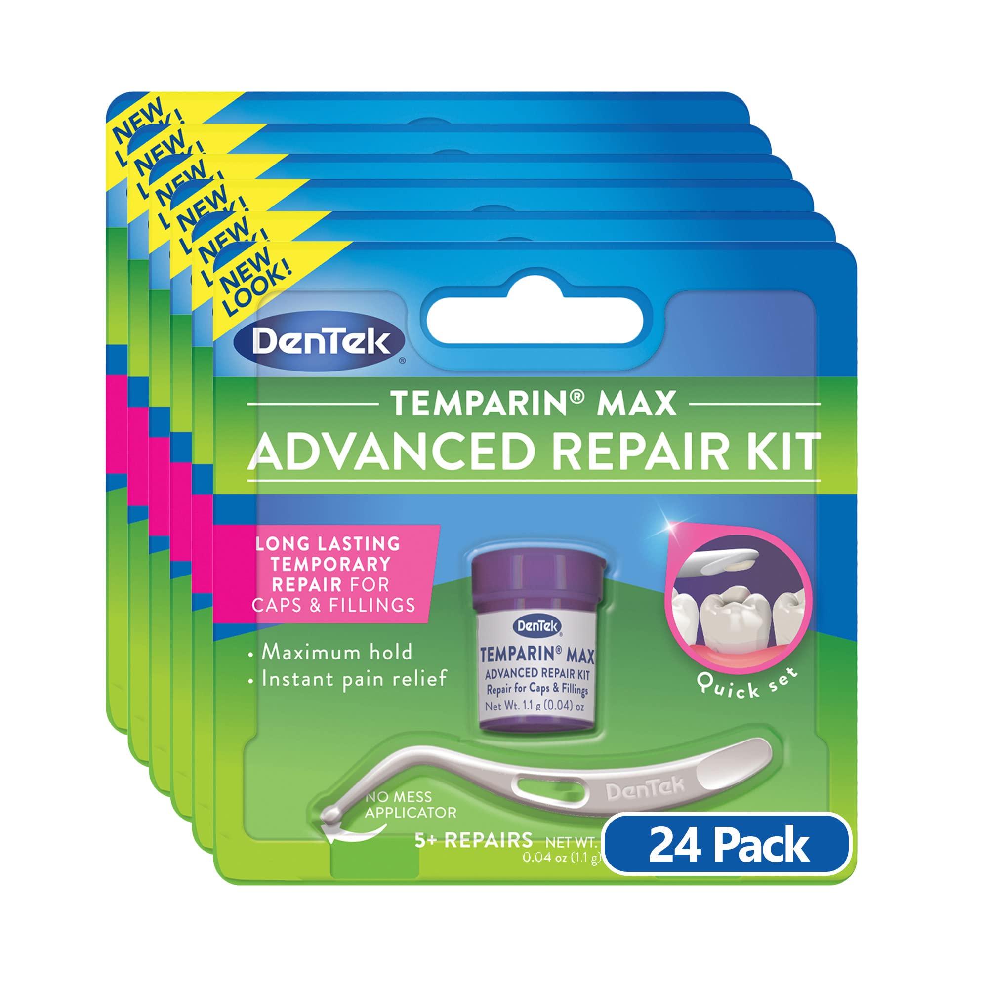 Emballage DenTek Temparin Max pour une réparation rapide en attendant le dentiste.