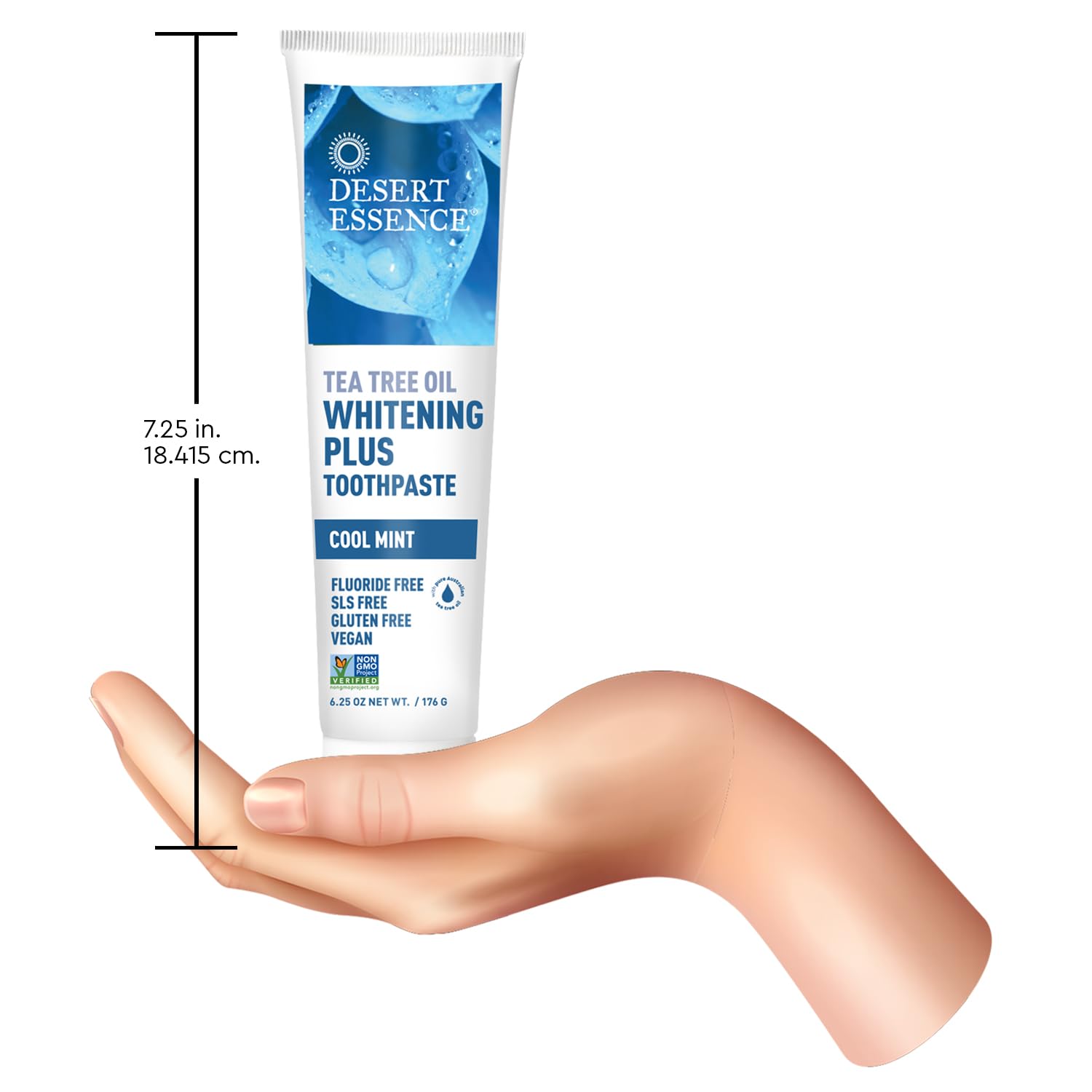 Dentifrice sans fluorure Desert Essence, étiquette claire sur l’absence de fluor.