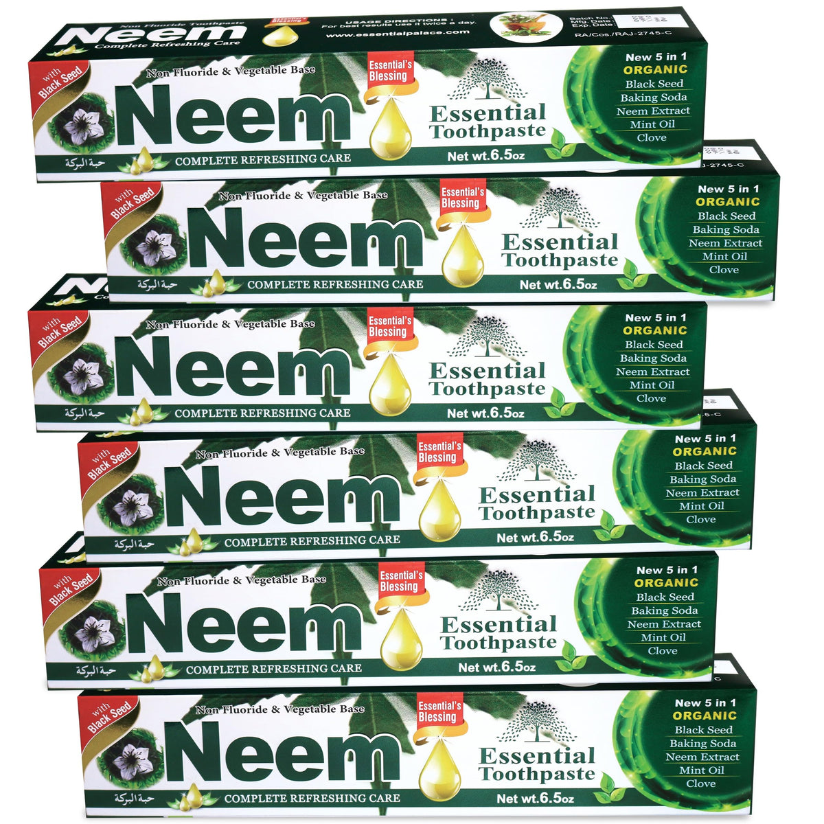 Dentifrice Neem Essentiel, aperçu du pack, haleine fraîche et soin quotidien.