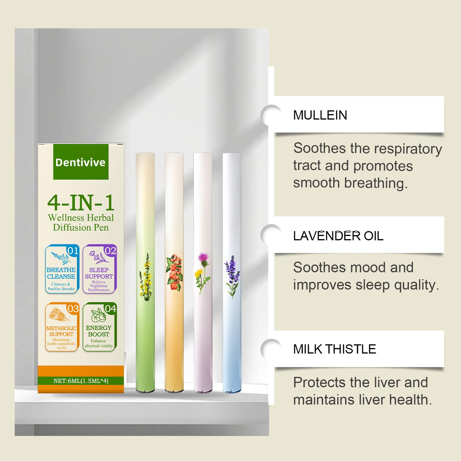Dentivive arôme menthe frais pour une sensation de fraîcheur durable.
