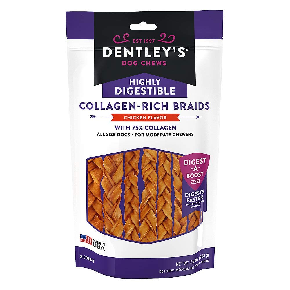Dentleys Bandes riches en collagene poulet, friandise dentaire pour accompagner la routine quotidienne.