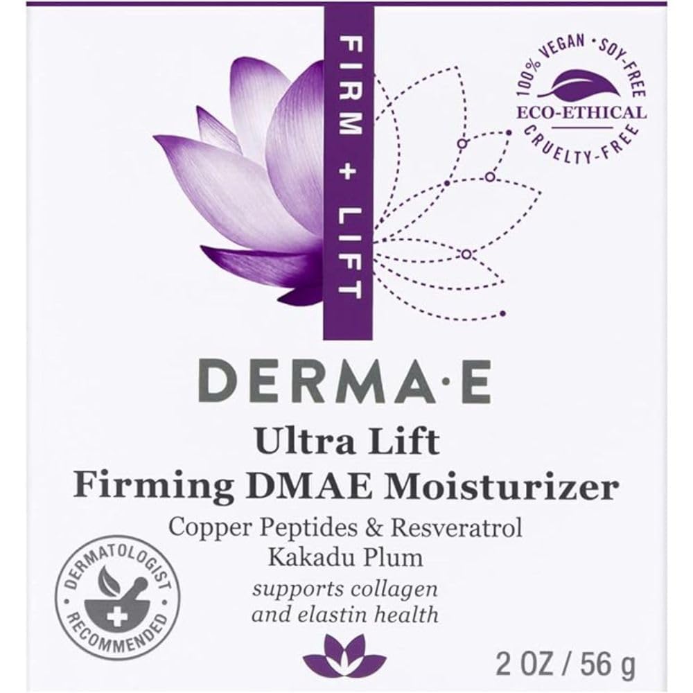 DERMA-E Firm + Lift – étiquette et ingrédients clés DMAE et acide alpha-lipoïque