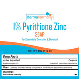 Barre de savon DermaHarmony 1% Zinc Pyrithione, usage quotidien.