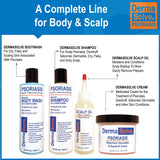 Emballage Dermasolve lavage-corps psoriasis pratique pour la douche quotidienne.