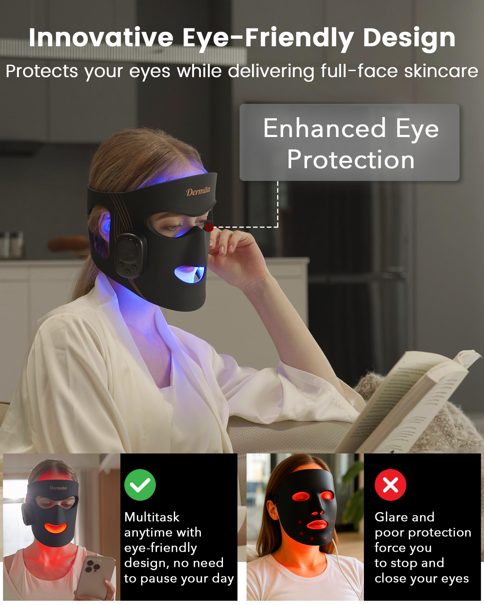 Dermita masque mode orange 610 nm, éclat naturel et nuance chaude.