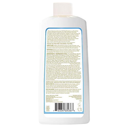 Desert Essence bain de bouche aloe menthe flacon: gencives apaisées et haleine fraîche.