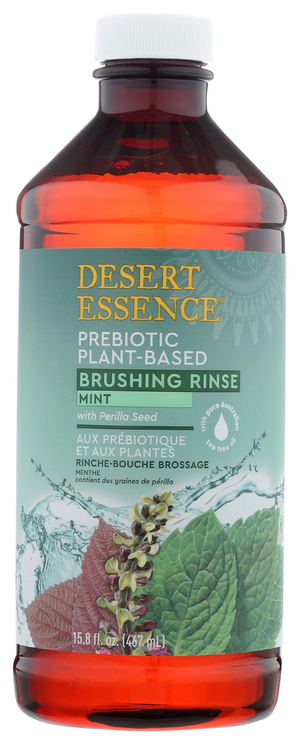 Desert Essence bouteille rinçage menthe pour haleine fraîche après brossage.