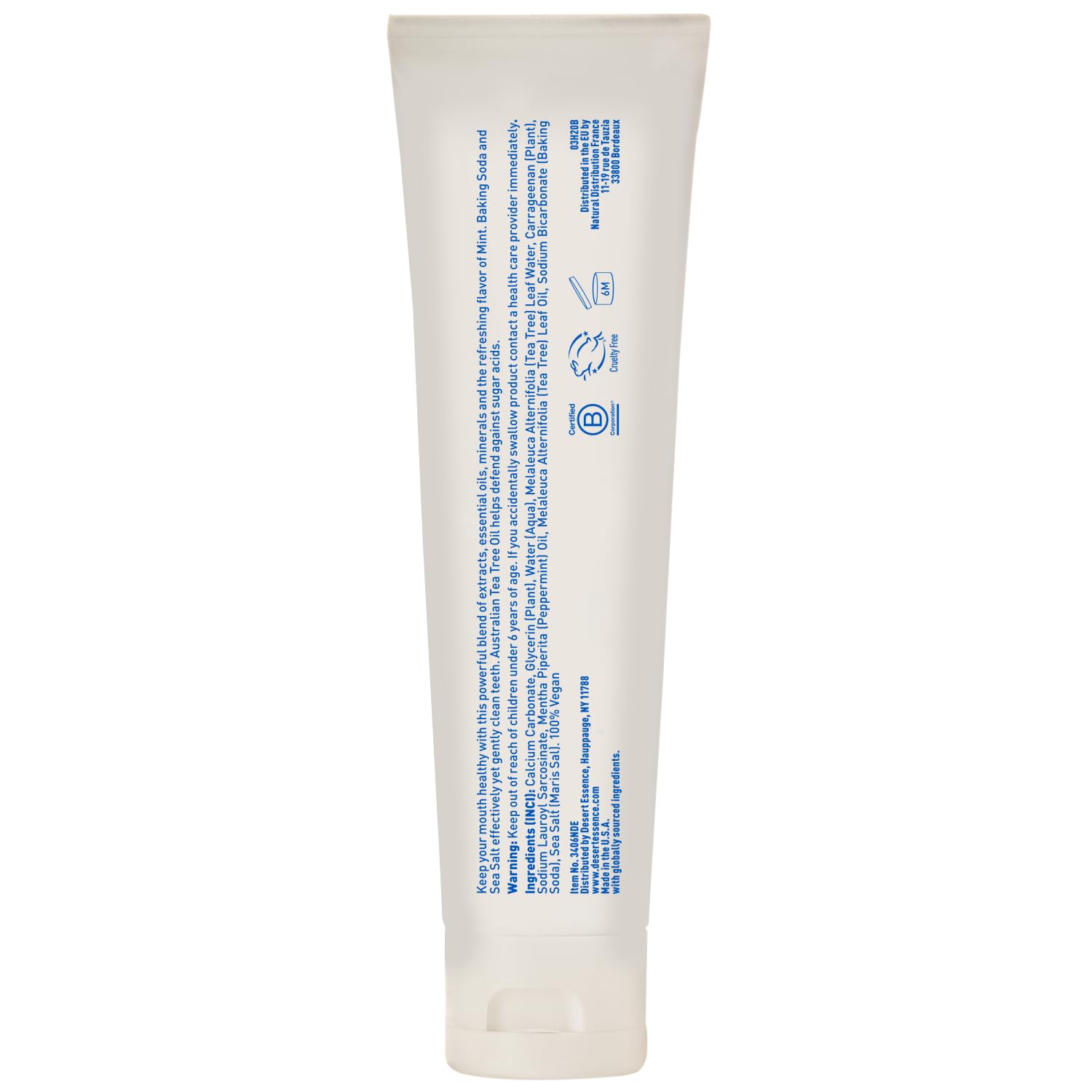 Desert Essence huile arbre à thé et bicarbonate, ingrédients clés pour l’hygiène buccale