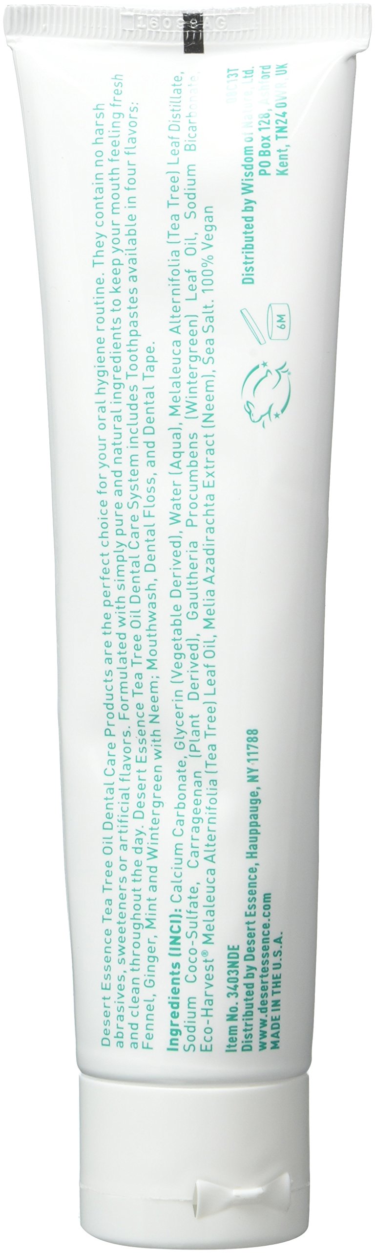 Dentifrice Desert Essence avec neem et bicarbonate pour hygiène buccale douce