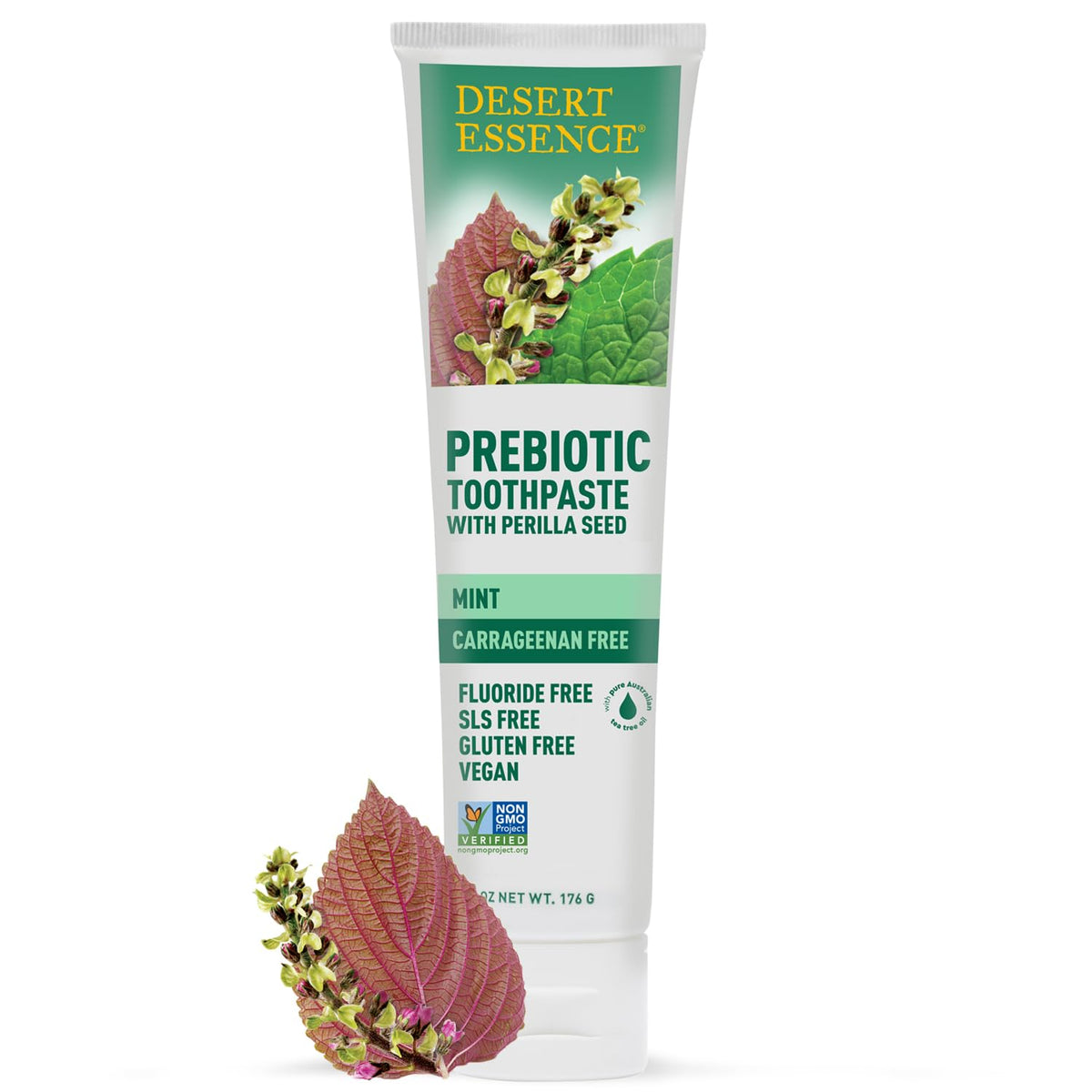 Desert Essence dentifrice prébiotique menthe — flacon, pour une haleine fraîche et saine.